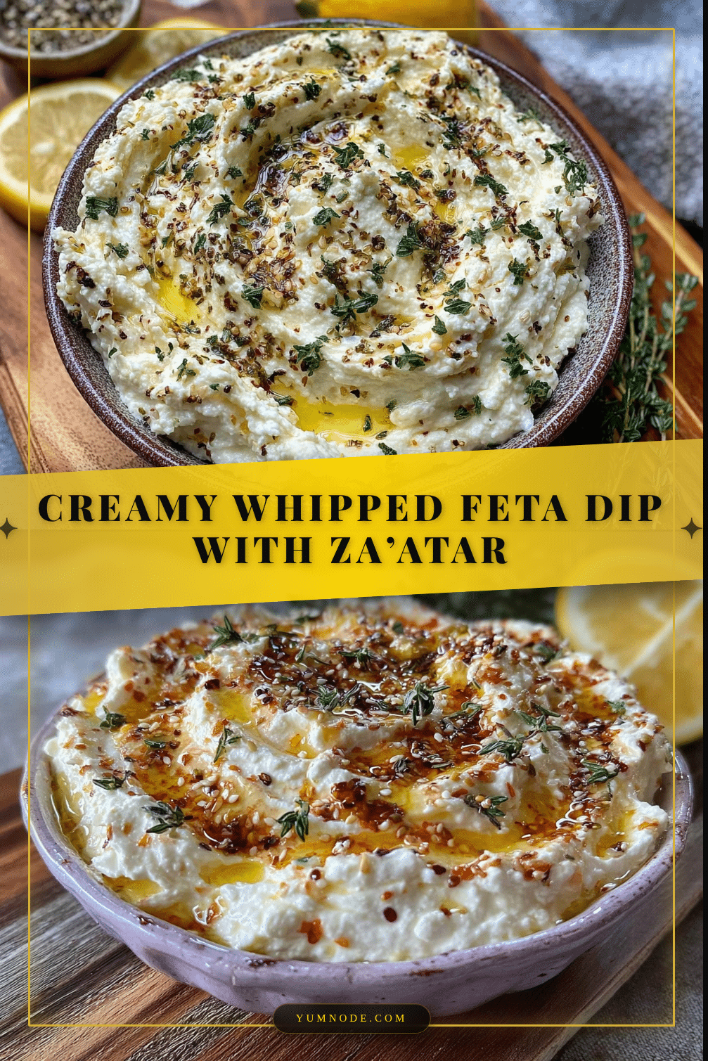 creamy whipped feta dip with zaatar recipe