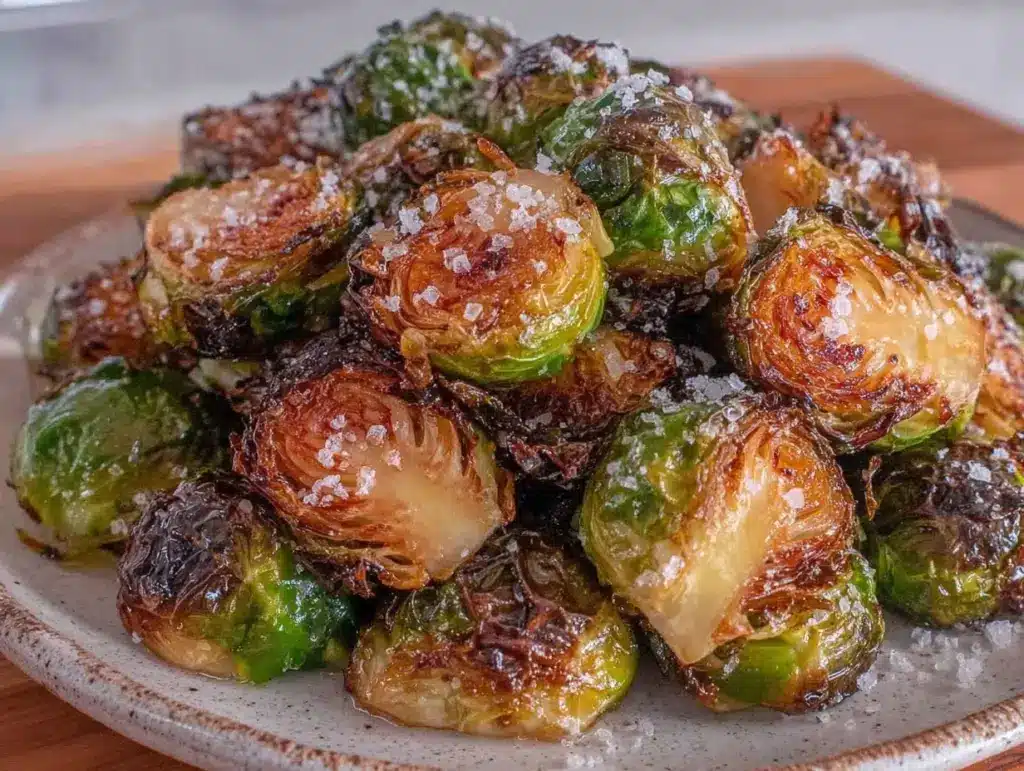 crispy air fryer brussels sprouts - featured image