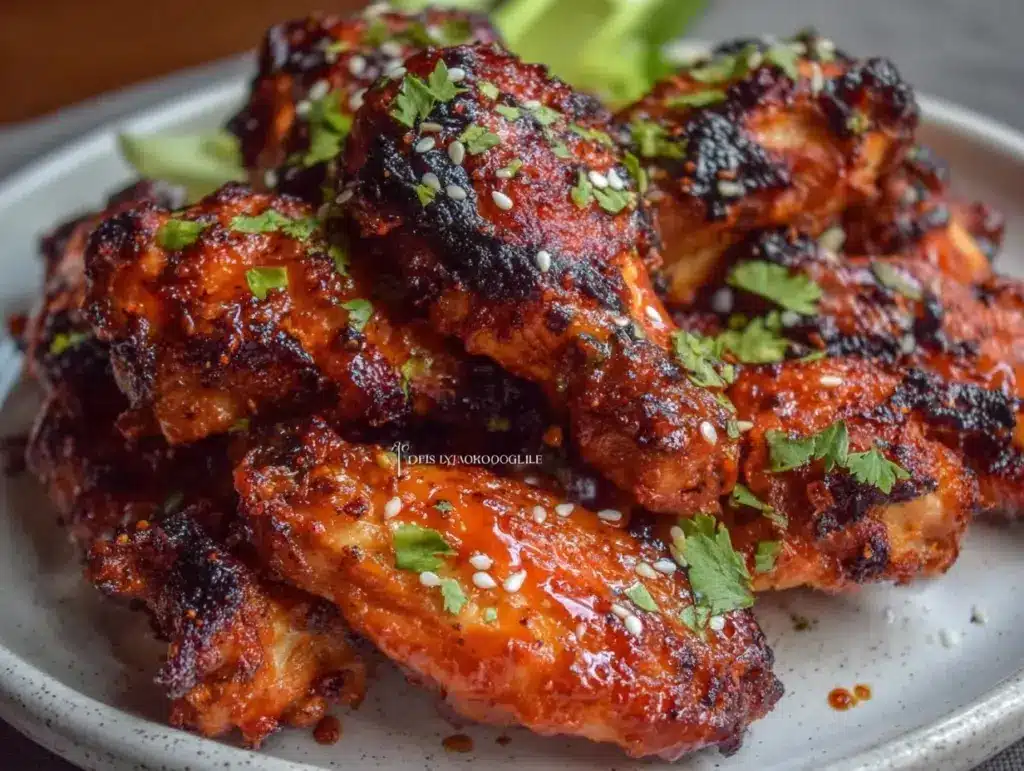 crispy air fryer buffalo chicken wings - featured image