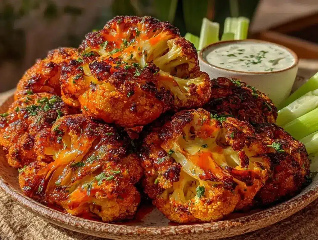 crispy buffalo cauliflower bites - featured image