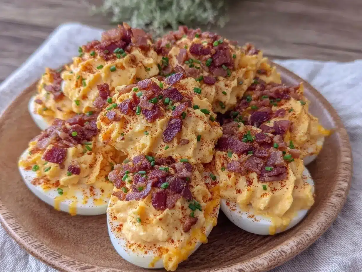 crispy deviled eggs with bacon preparation steps