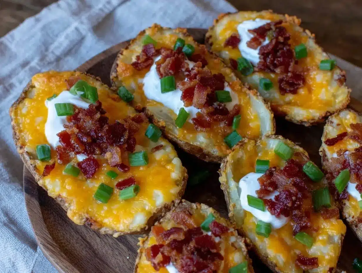 crispy loaded bacon cheddar potato skins preparation steps
