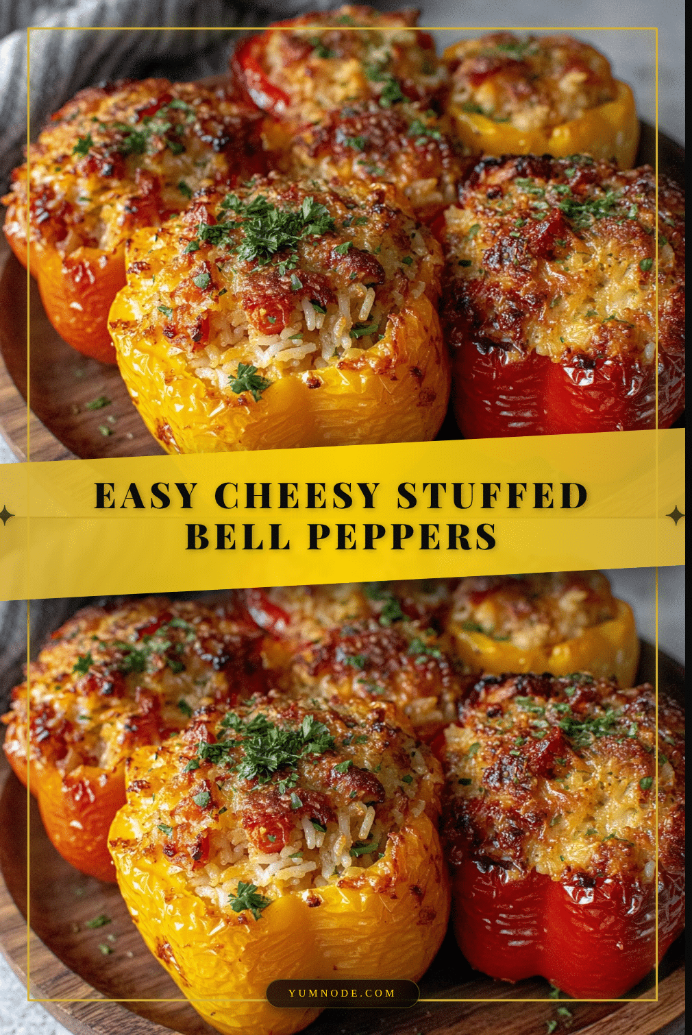 easy cheesy stuffed bell peppers with rice recipe