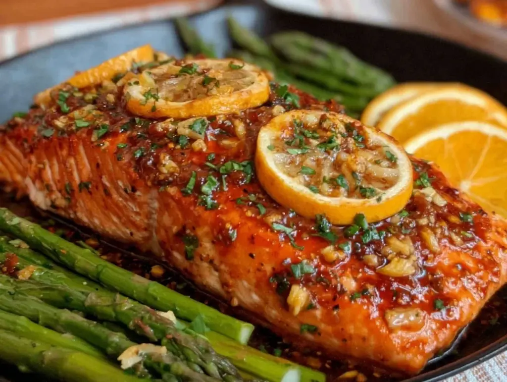easy crispy lemon garlic salmon - featured image