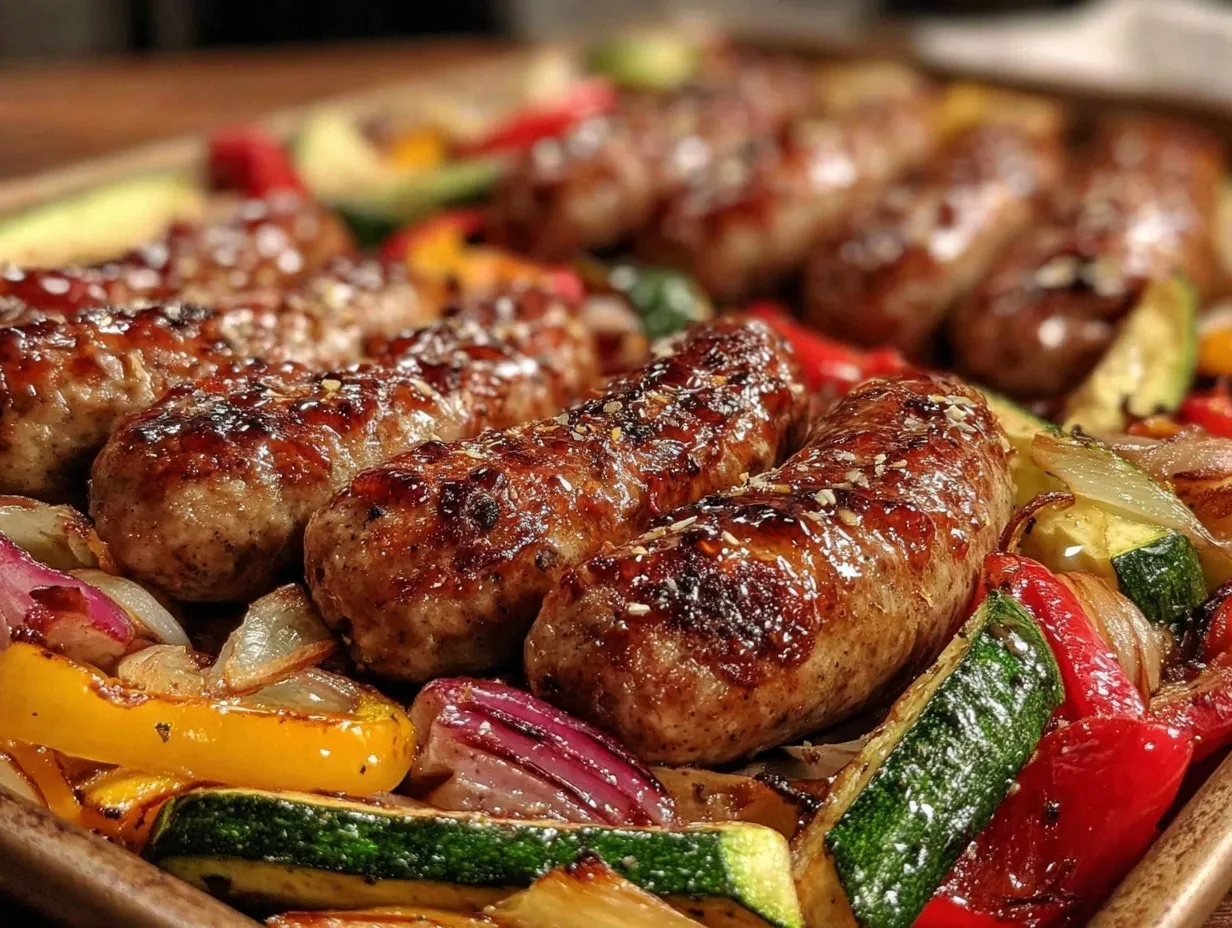 easy crispy sheet pan sausage and vegetables preparation steps