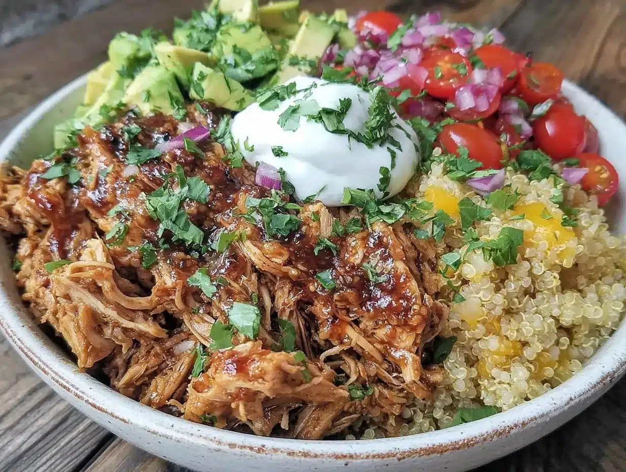 easy crockpot chicken quinoa burrito bowl preparation steps