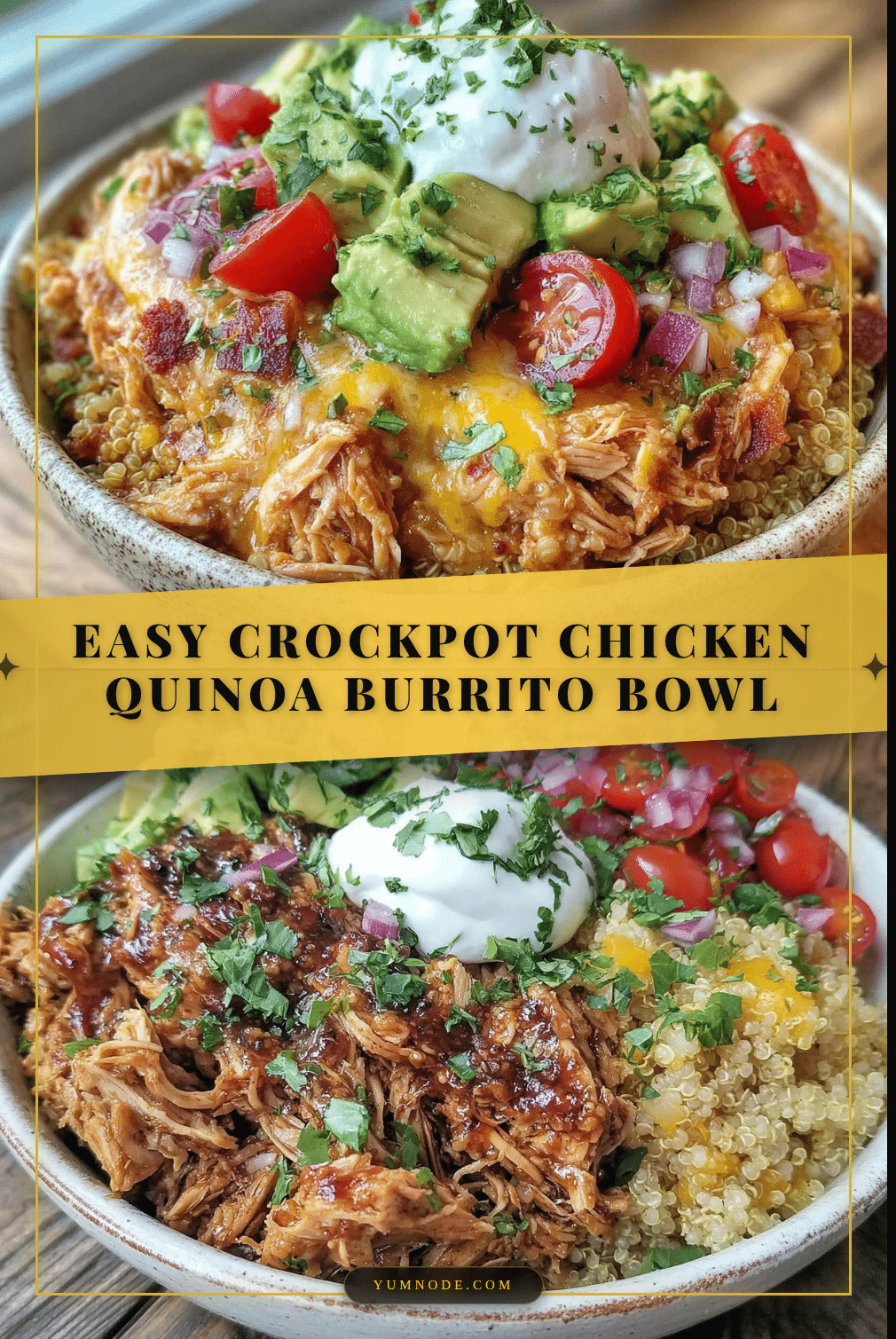 easy crockpot chicken quinoa burrito bowl recipe