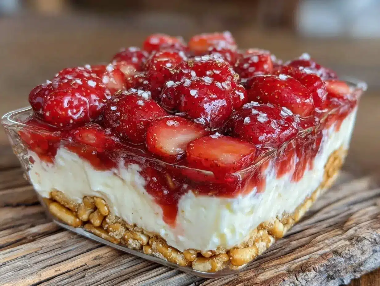 easy no bake strawberry pretzel salad preparation steps