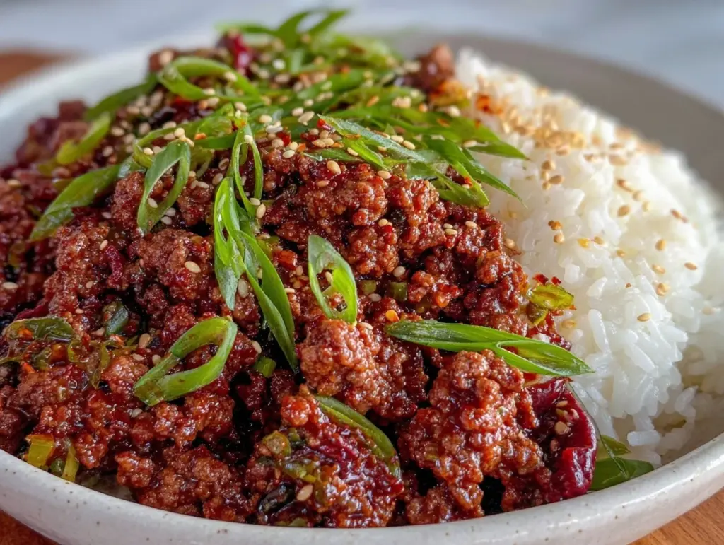 easy savory korean ground beef bowl - featured image