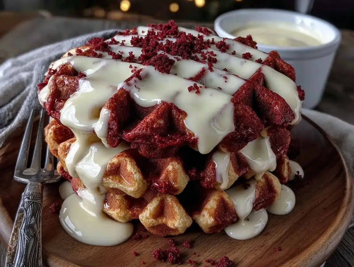 fluffy red velvet waffles preparation steps