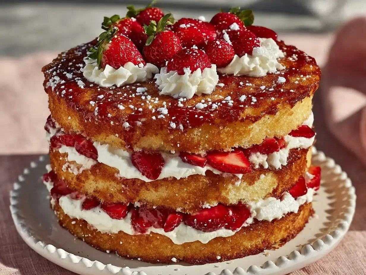 fluffy strawberry shortcake layer cake preparation steps