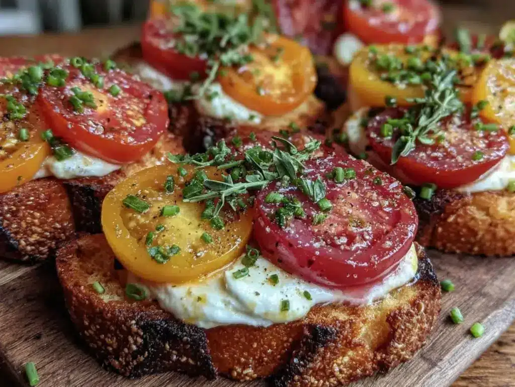 fresh bruschetta with creamy burrata and heirloom tomatoes - featured image