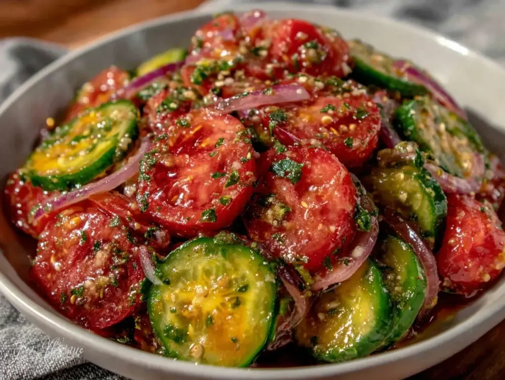 fresh cucumber tomato salad - featured image