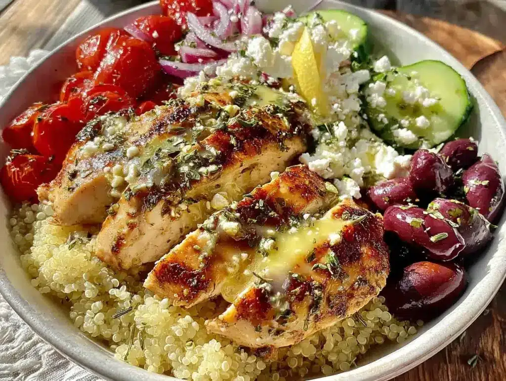 fresh greek chicken meal prep bowls - featured image