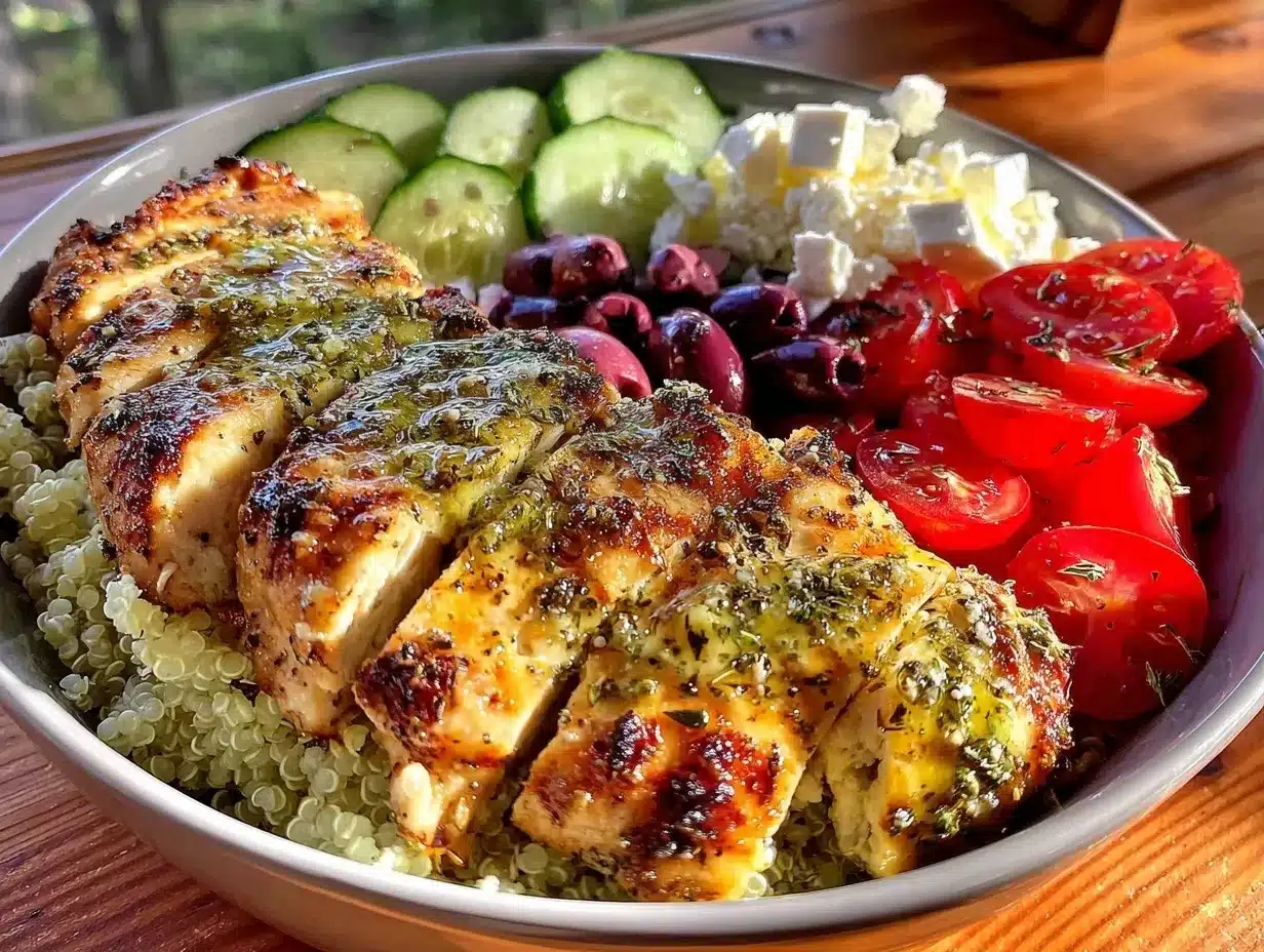 fresh greek chicken meal prep bowls preparation steps