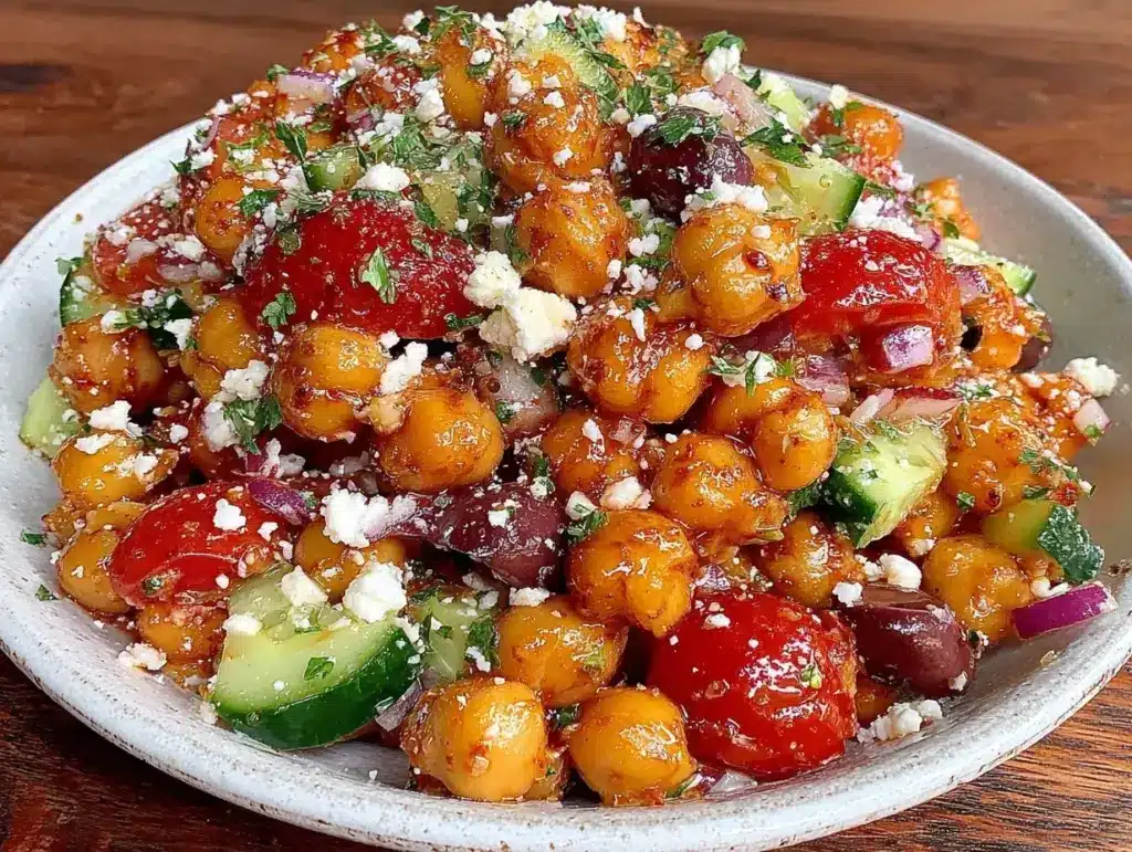 fresh mediterranean chickpea salad - featured image
