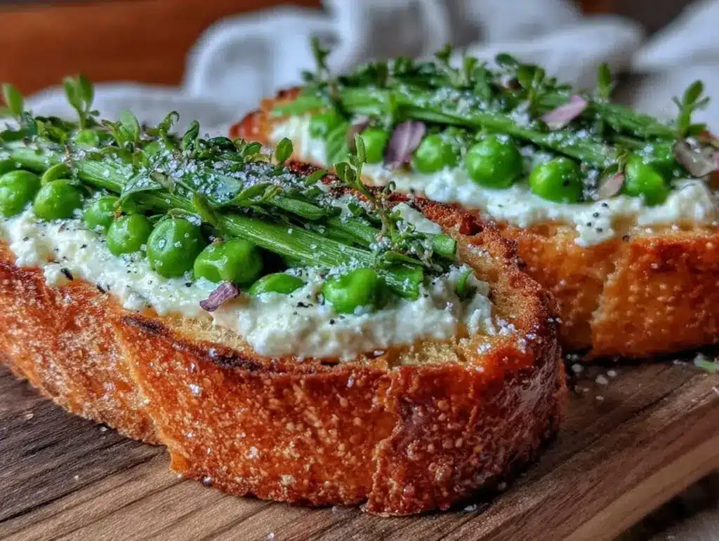 fresh spring pea crostini - featured image
