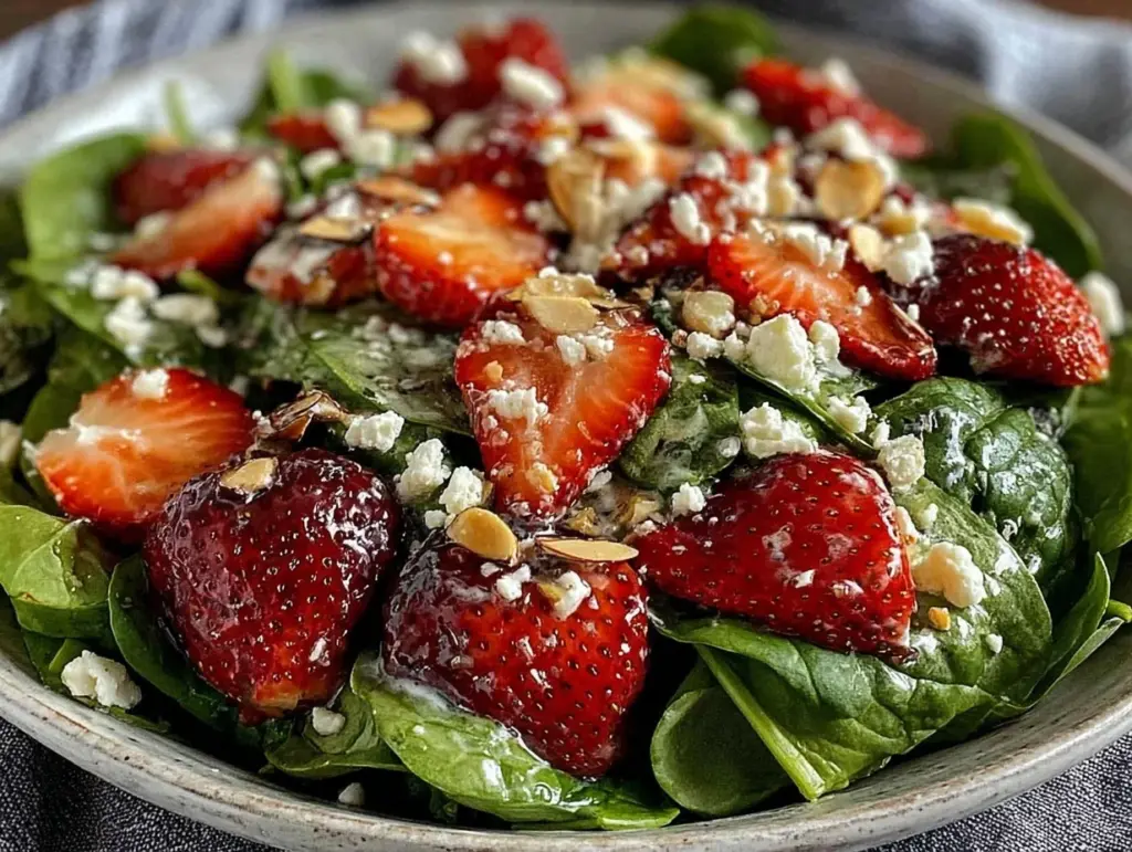 fresh strawberry spinach salad - featured image