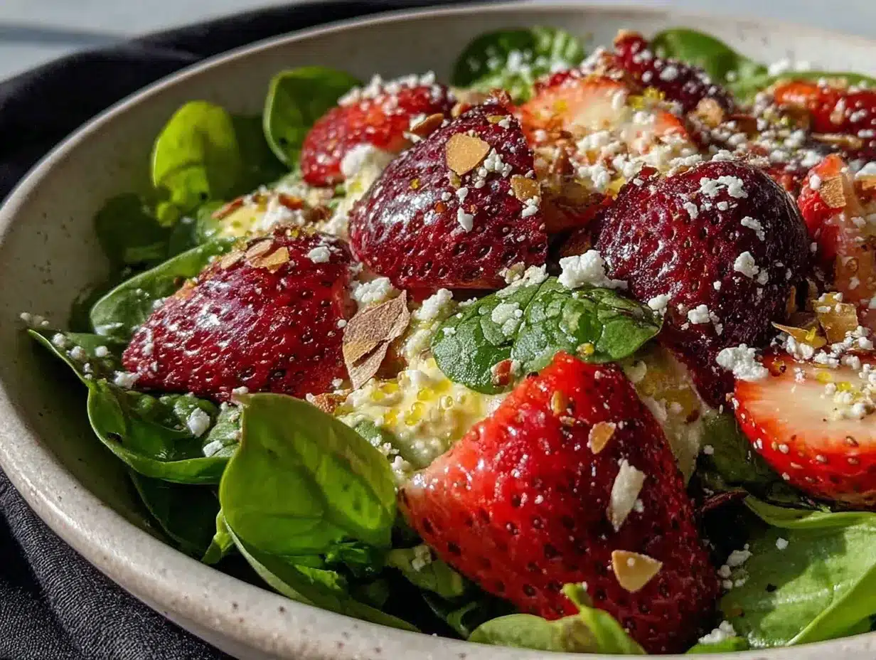 fresh strawberry spinach salad preparation steps