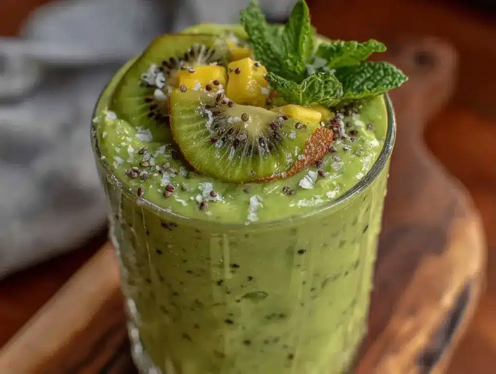 fresh tropical green smoothie - featured image