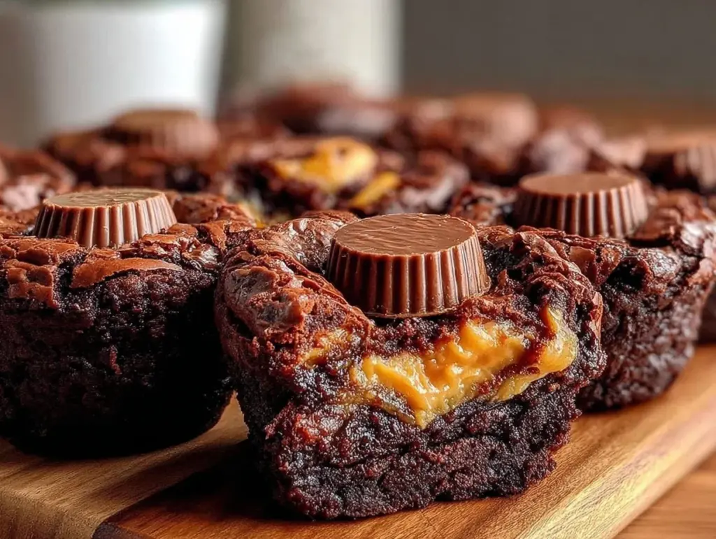 fudgy chocolate peanut butter cup brownies - featured image