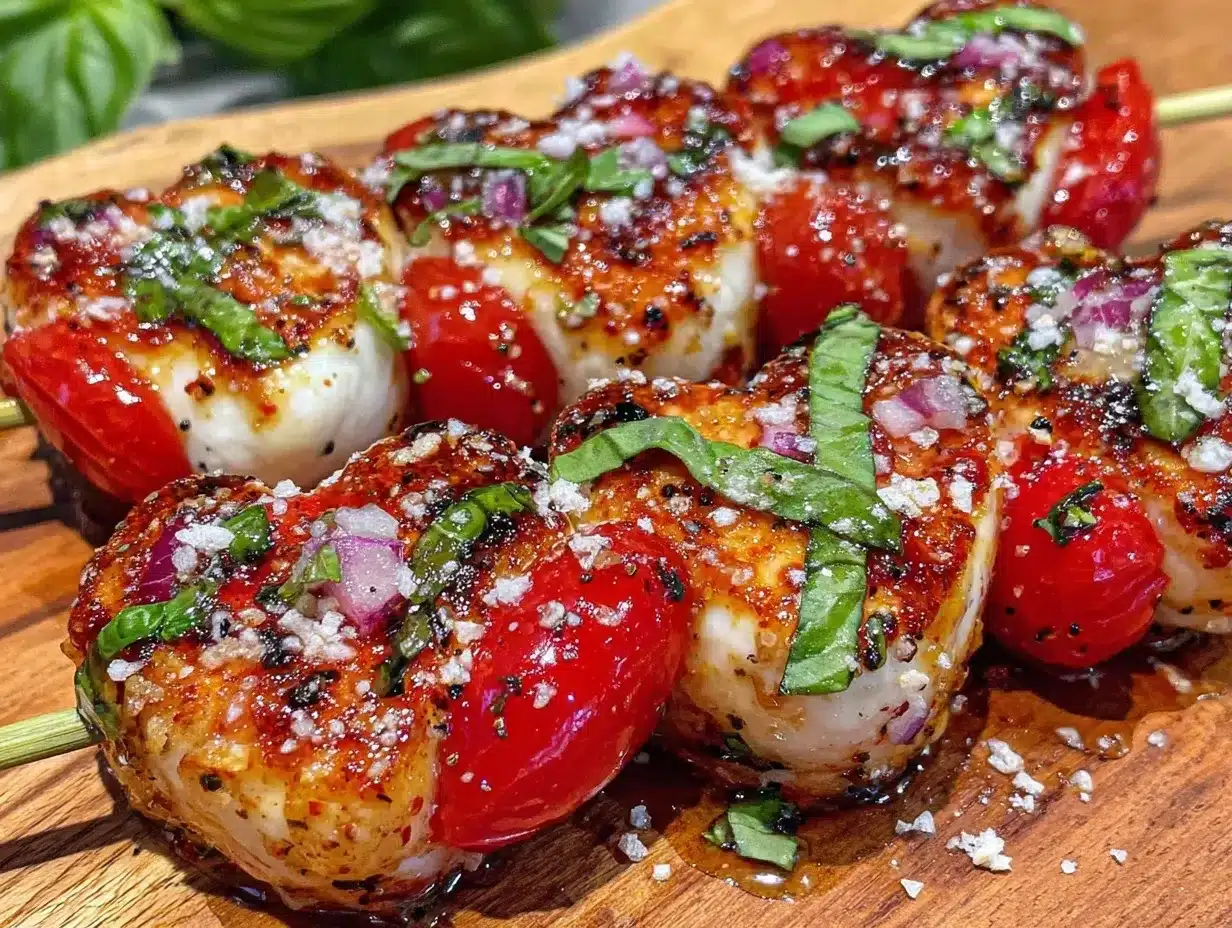heart-shaped Caprese skewers preparation steps