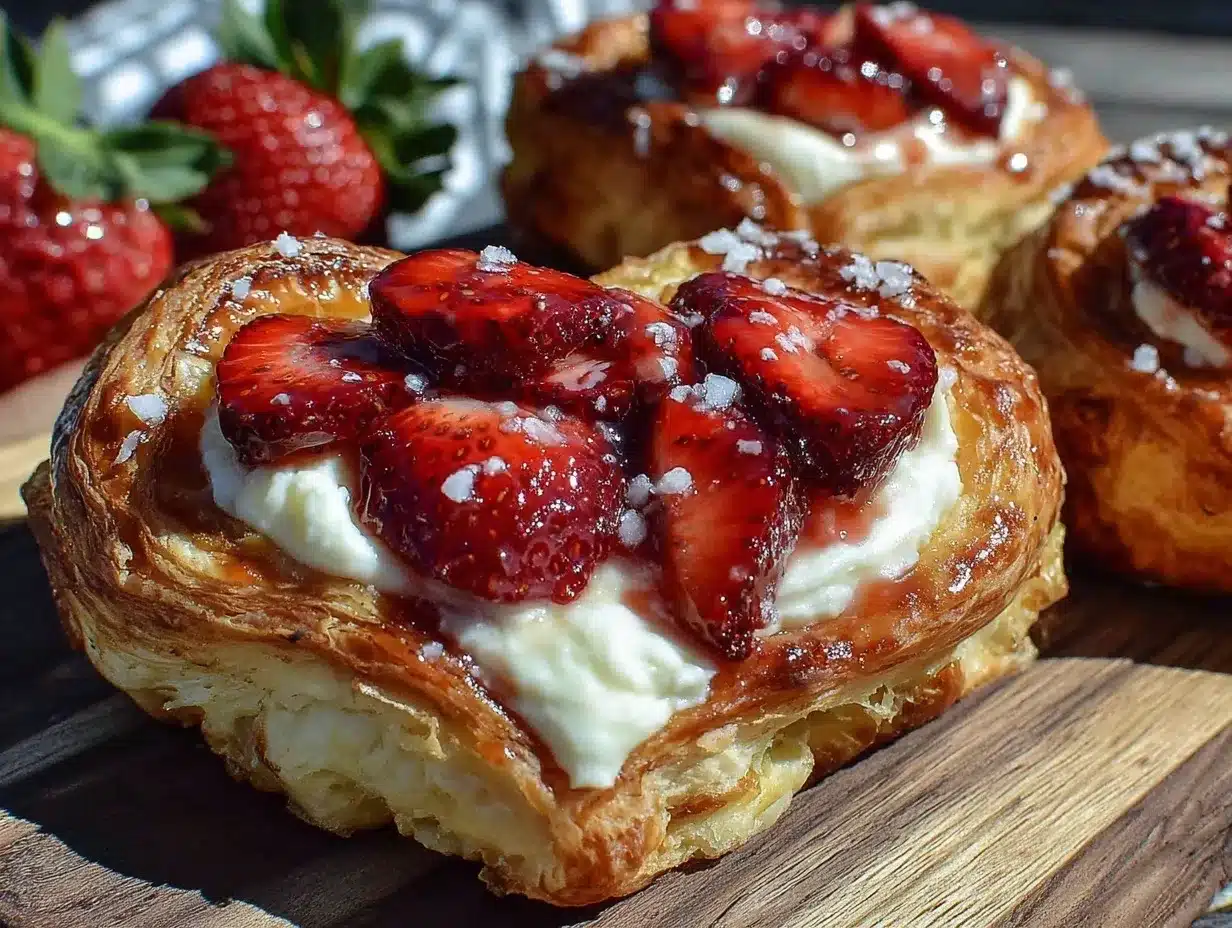 heart-shaped strawberry cream cheese danish preparation steps