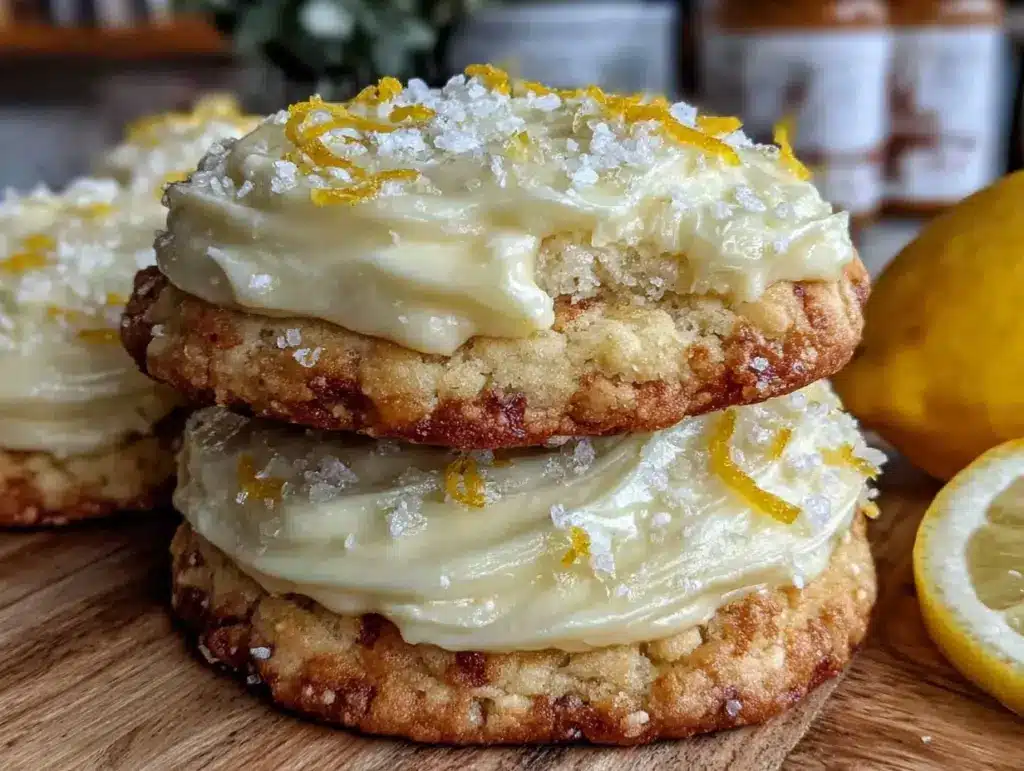 lemon cream cheese frosted sugar cookies - featured image