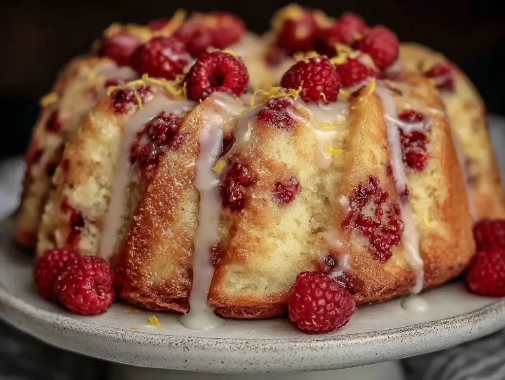 lemon raspberry bundt cake - featured image