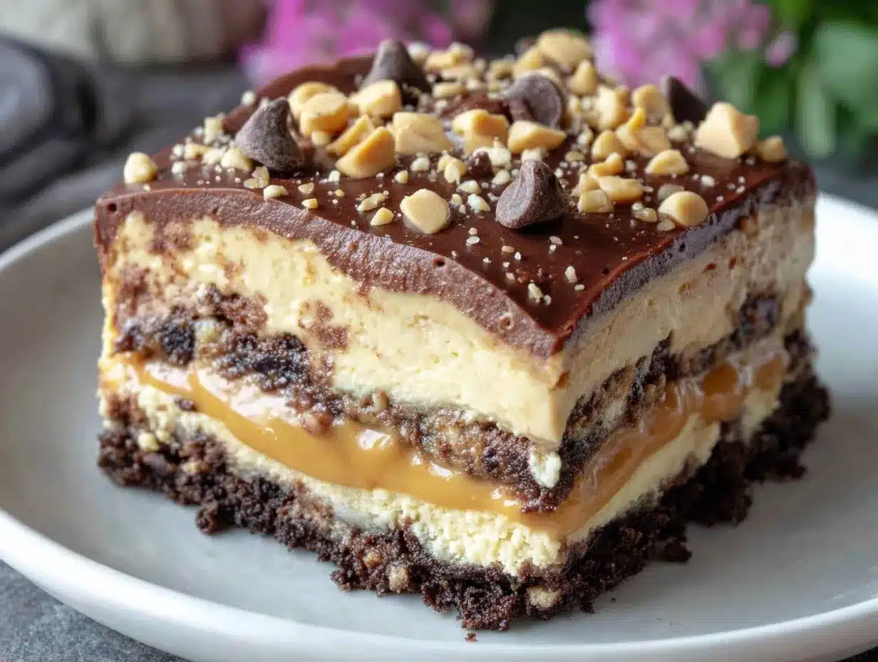 no bake peanut butter chocolate lasagna preparation steps