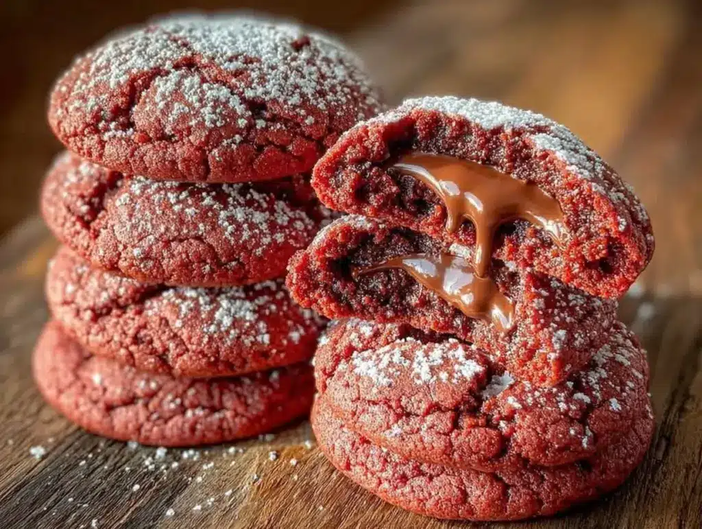Nutella-stuffed red velvet cookies - featured image