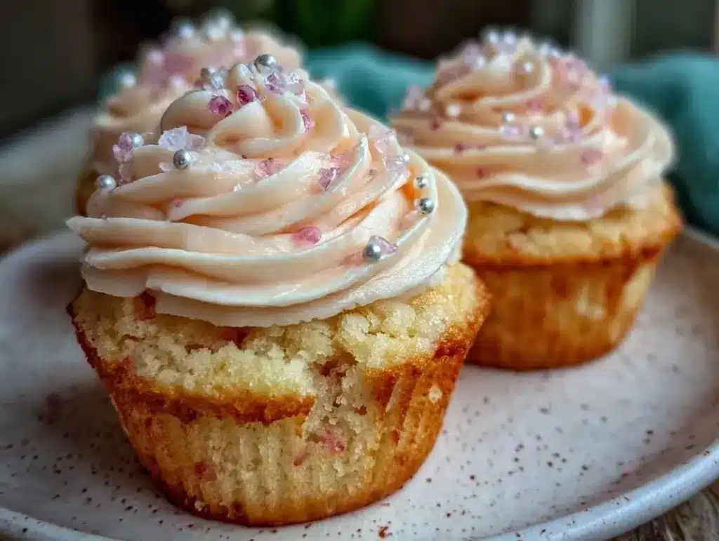 pink champagne cupcakes - featured image