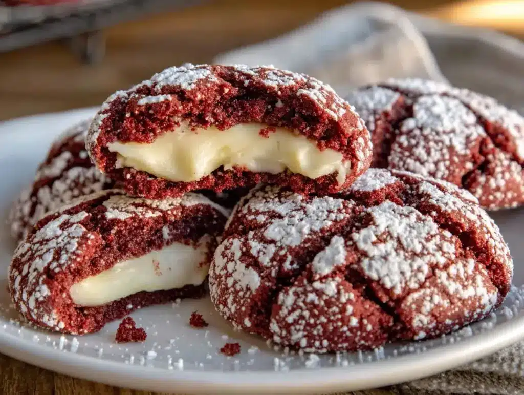 red velvet crinkle cookies - featured image
