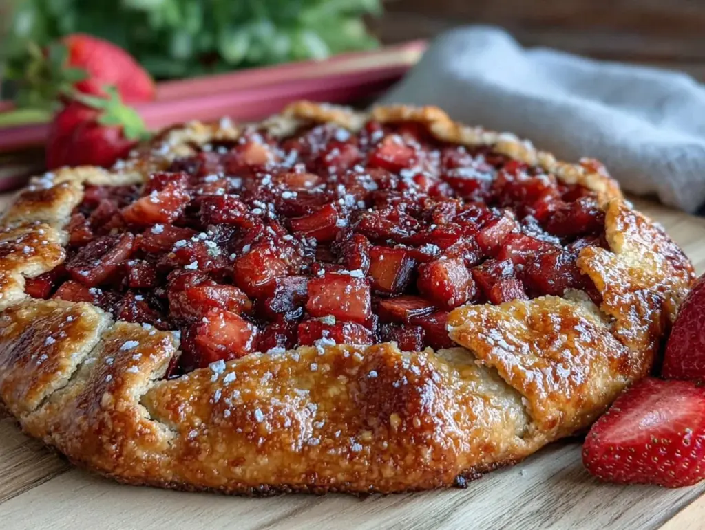 rustic strawberry rhubarb galette - featured image