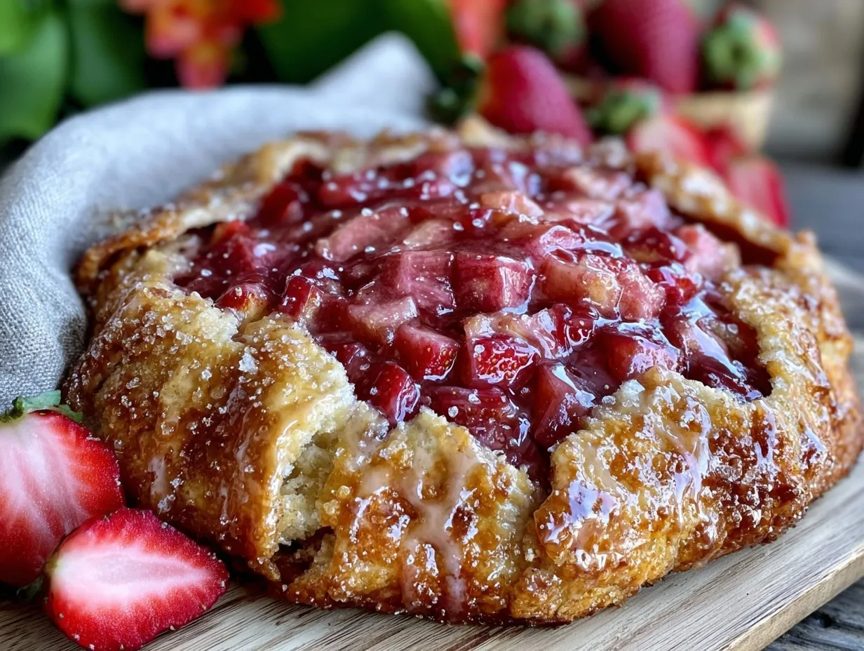 rustic strawberry rhubarb galette preparation steps