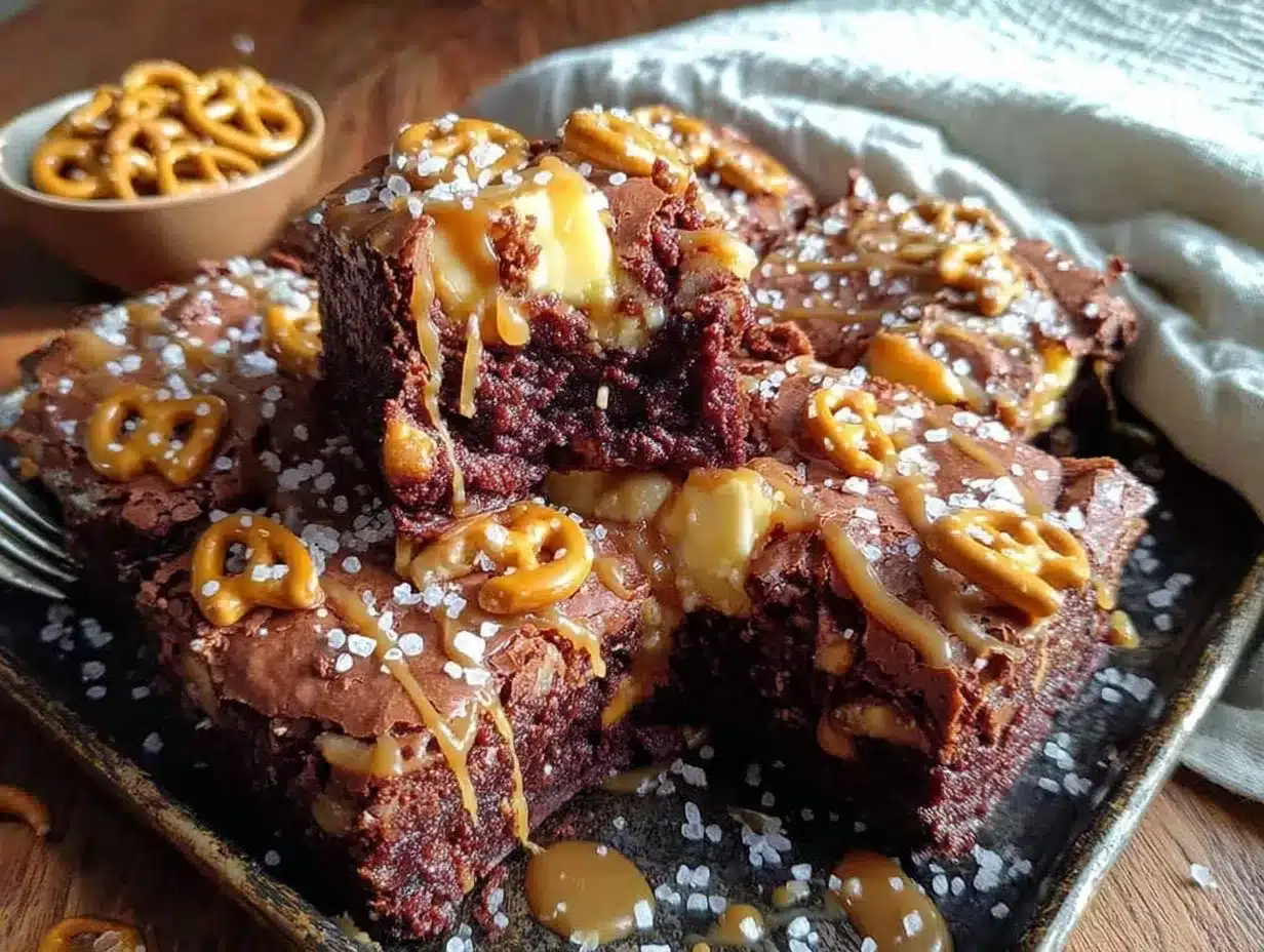 salted caramel pretzel brownies preparation steps