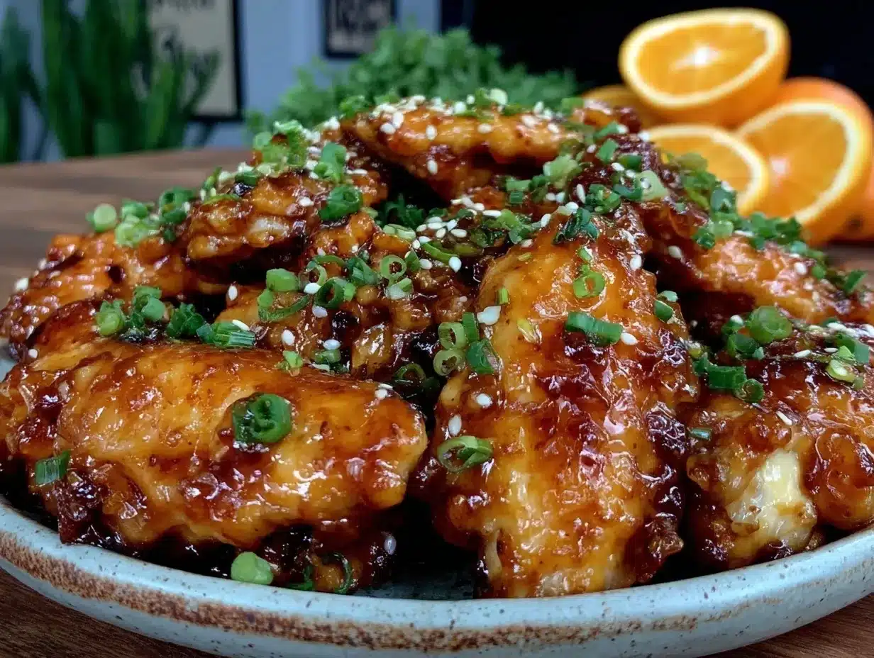 savory sticky orange glazed chicken wings preparation steps