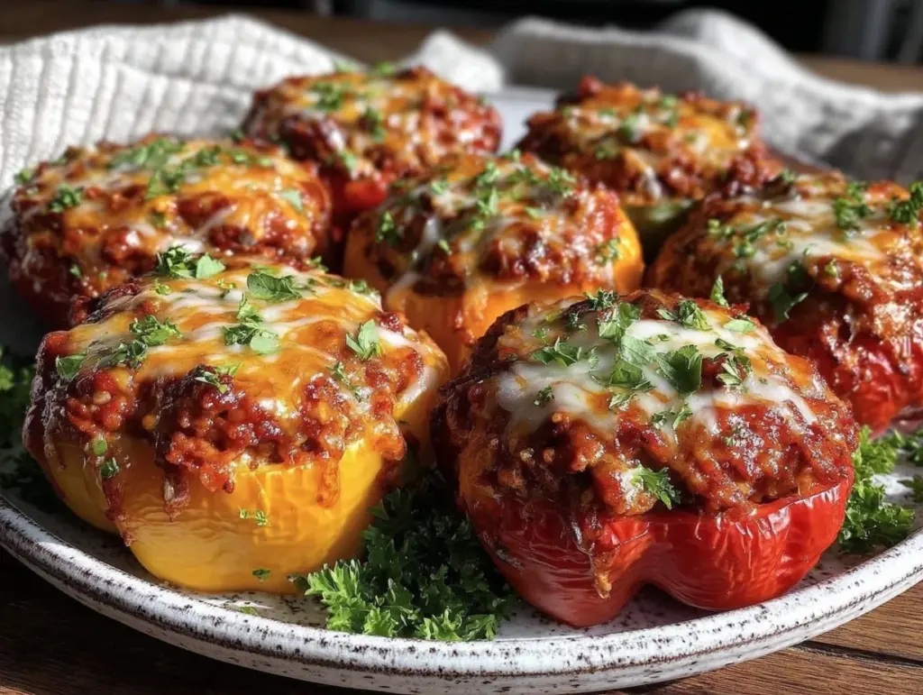 savory stuffed bell peppers with ground turkey - featured image