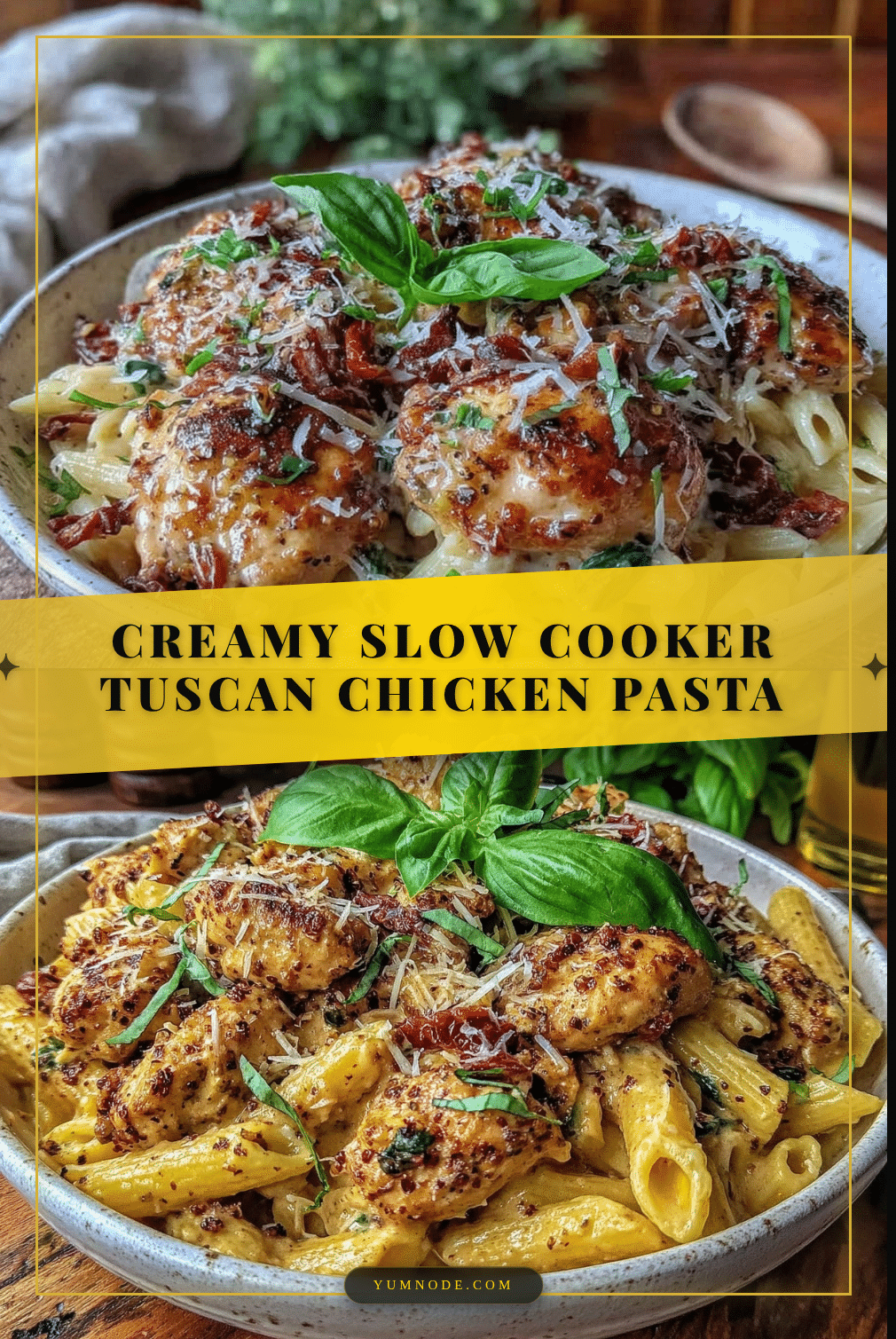slow cooker Tuscan chicken pasta recipe