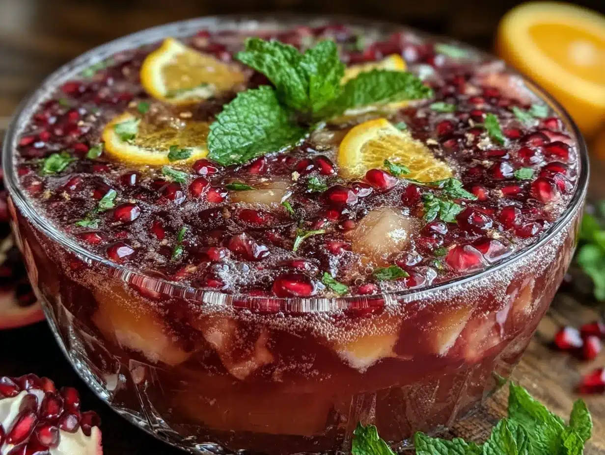 sparkling pomegranate champagne punch preparation steps