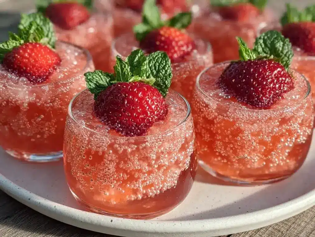 strawberry champagne jello shots - featured image