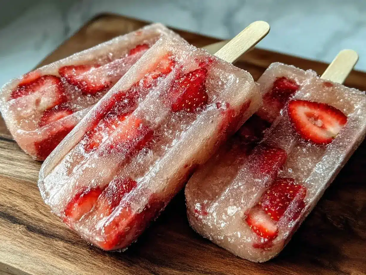 strawberry prosecco popsicles preparation steps