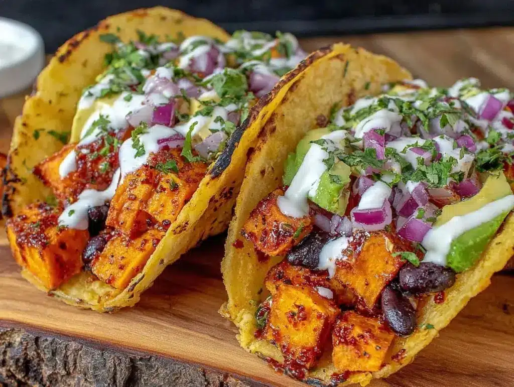 sweet potato and black bean tacos - featured image