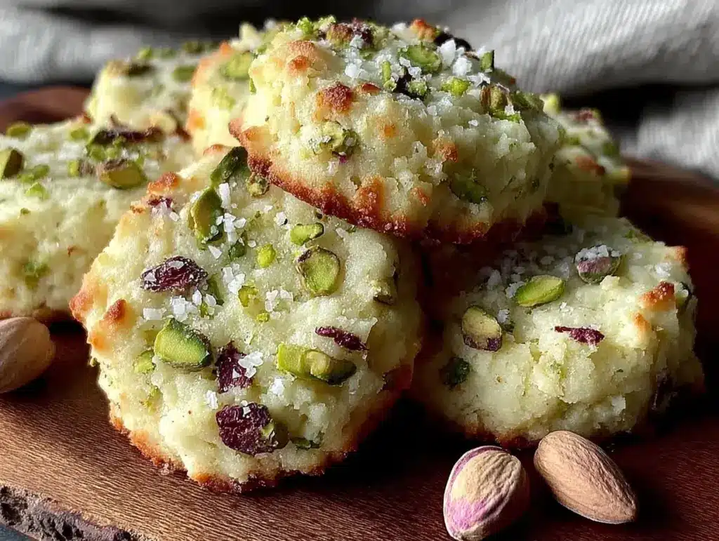 tender pistachio shortbread cookies - featured image