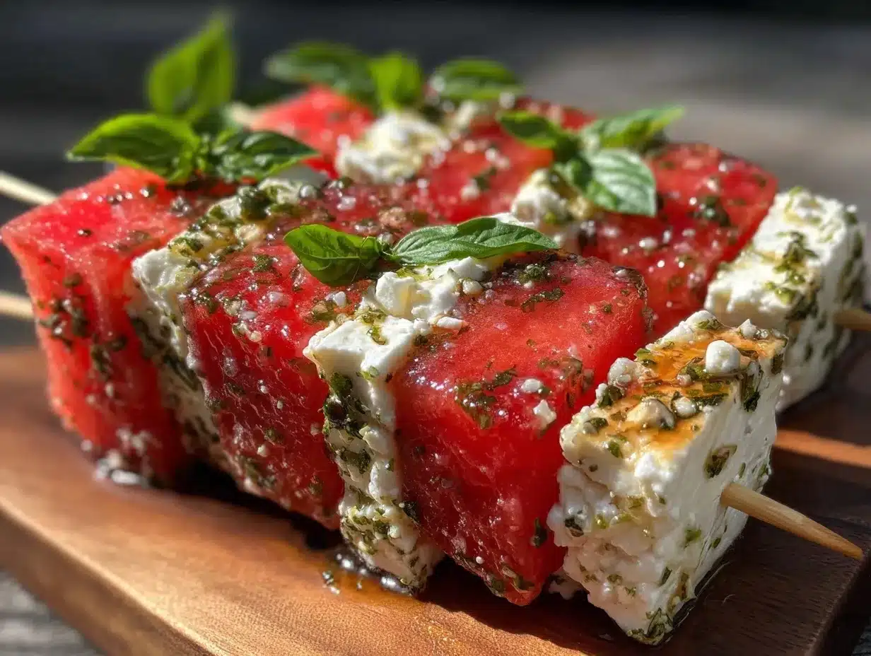 watermelon feta skewers preparation steps