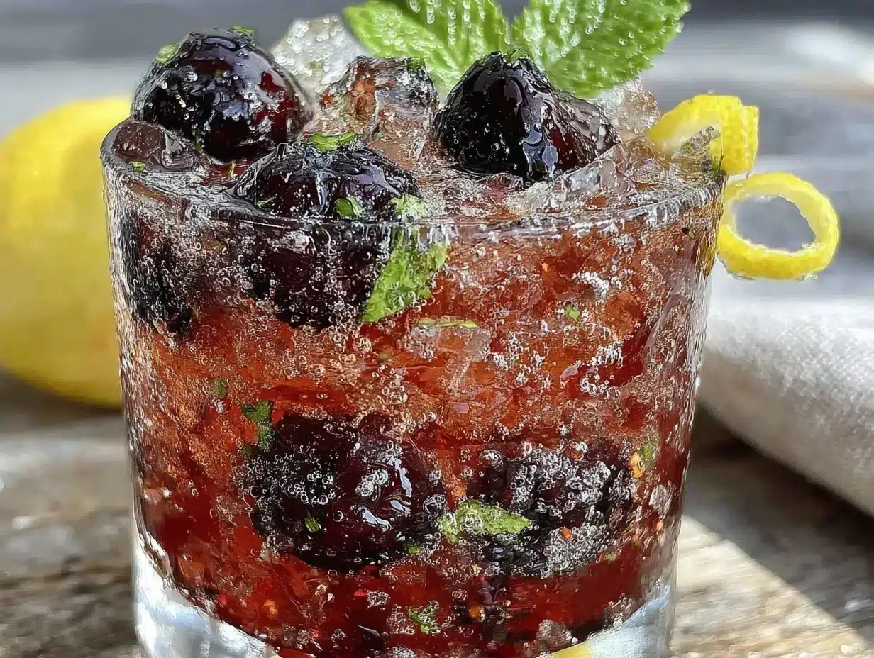 black cherry bourbon smash cocktail preparation steps