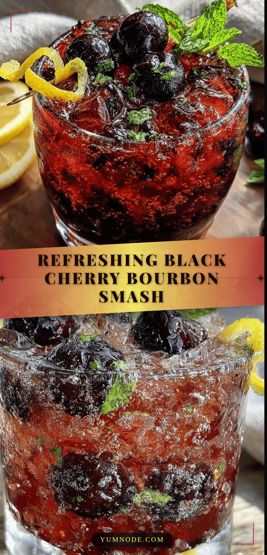 black cherry bourbon smash cocktail recipe