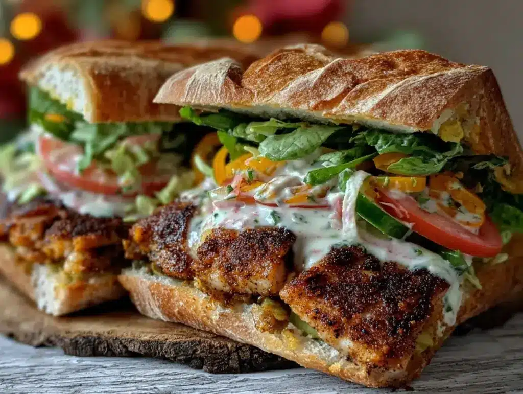 blackened catfish po boy - featured image