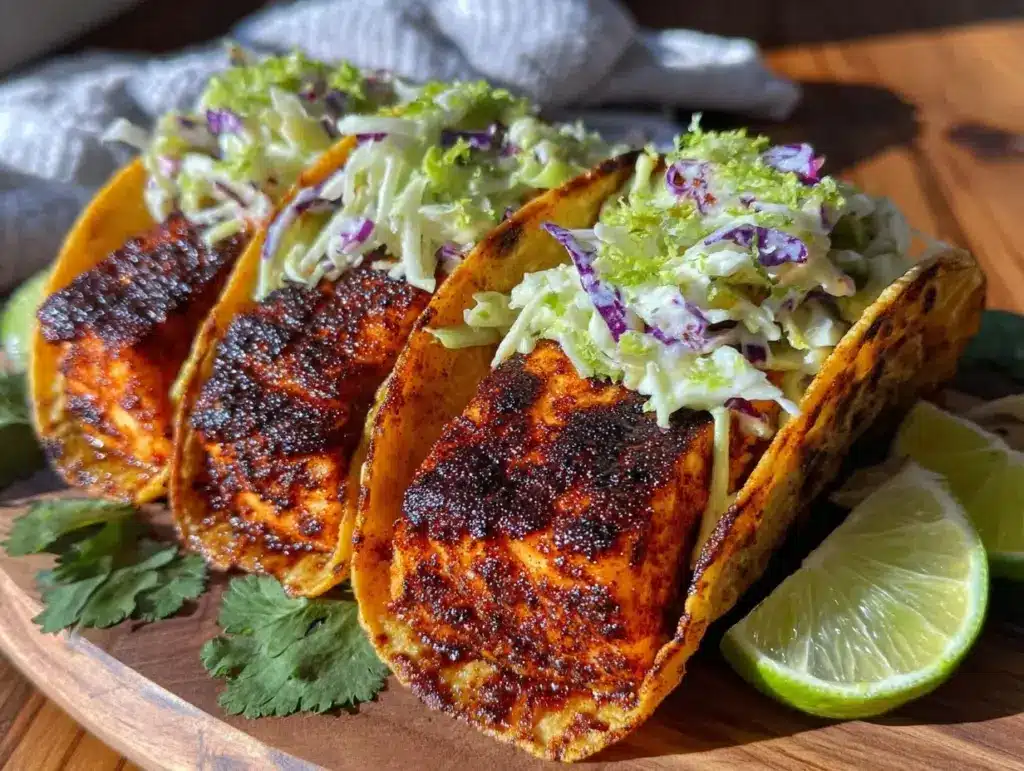 blackened salmon tacos - featured image