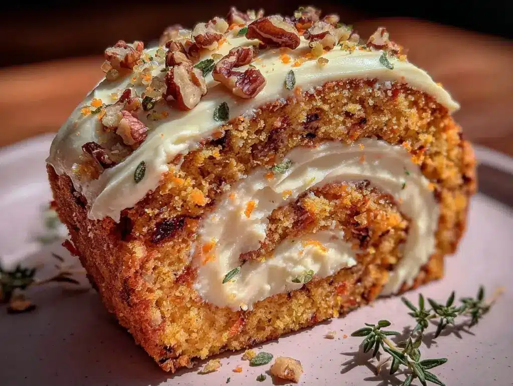 carrot cake swiss roll - featured image